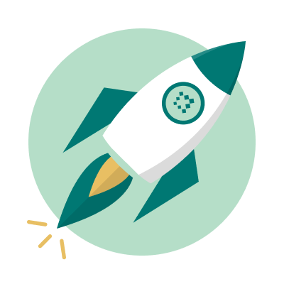 Rocket ship icon with medium green background